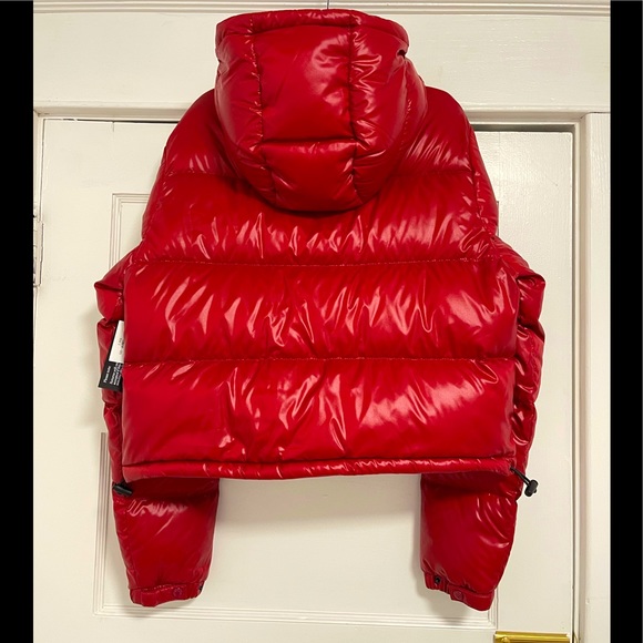 NWT Women’s Medium Moncler Bardanette Hooded Quilted Shell Down Jacket In Red - Picture 4 of 16